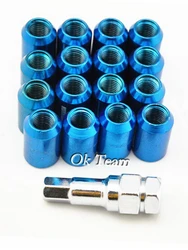 16 Pcs 12x1.5mm Auto Car Racing Alloy Wheel Lug Nut Nuts Kit Sets Screw Blue New