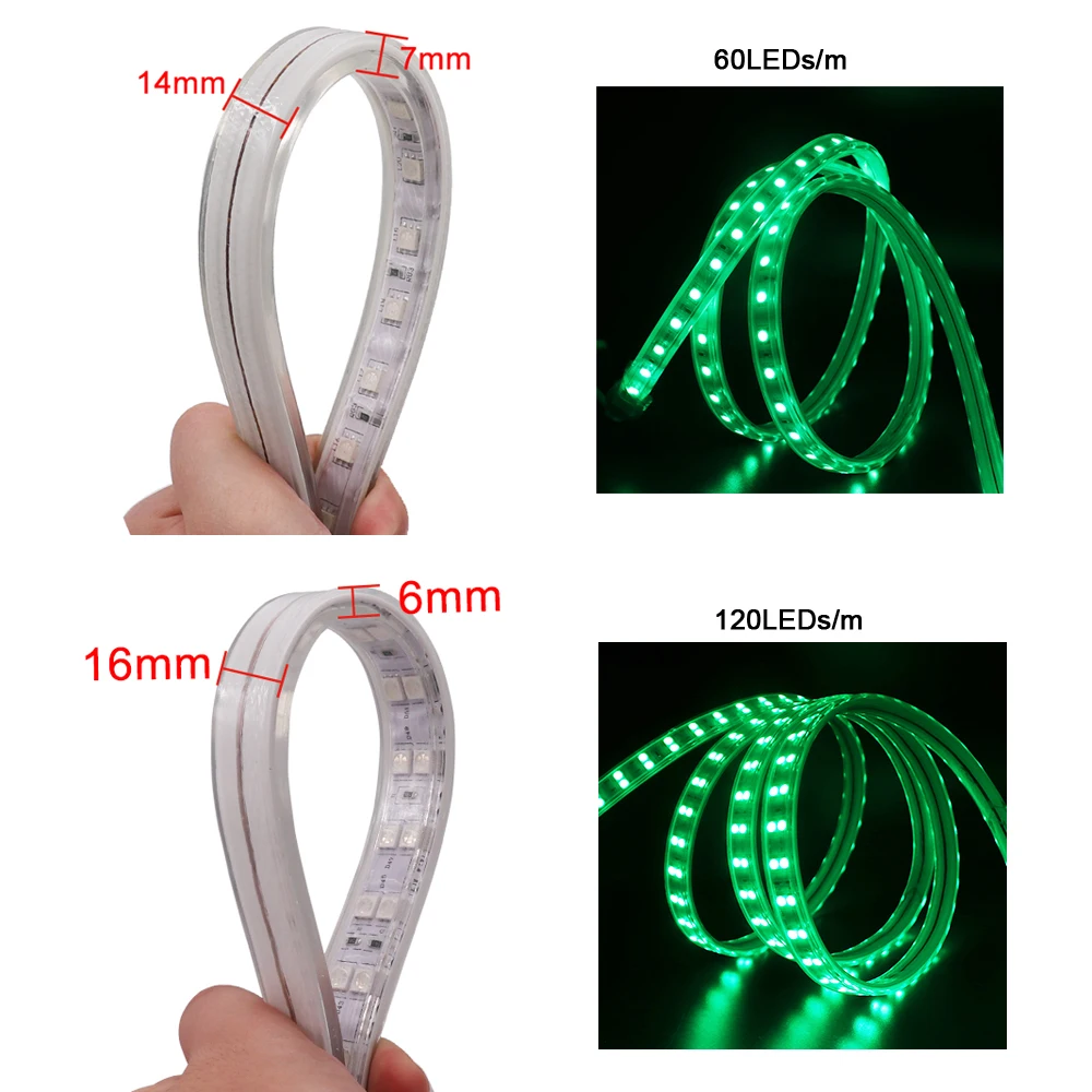 5050 WIFI RGB LED Light Strip Double Row 220V 110V 24key Remote EU US UK AU Power Kit 120LED/60LED Flex Led Ribbon Waterproof