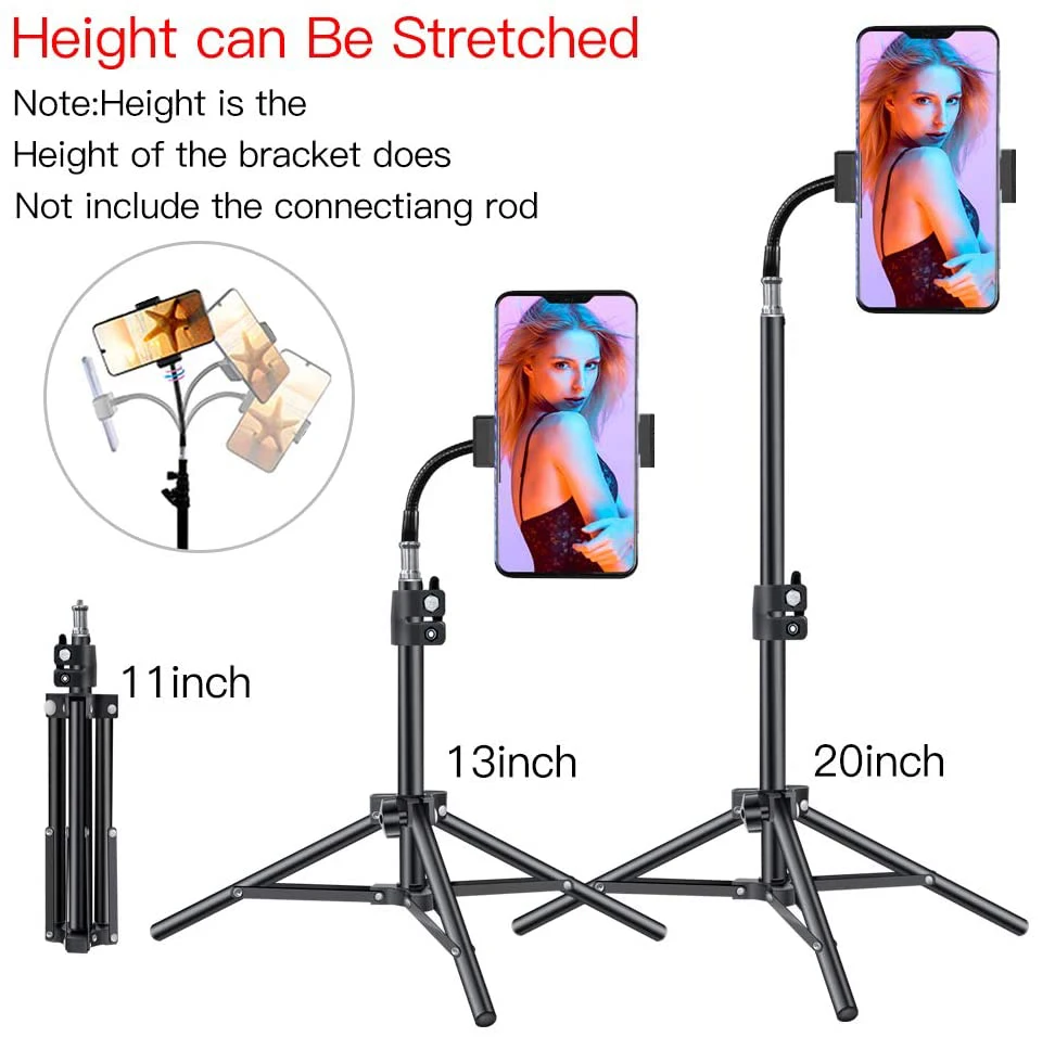 0.5 متر المحمولة الألومنيوم الهاتف DSL كاميرا لايف ترايبود حامل جبل الرقمية دعم LED حلقة الضوء آيفون