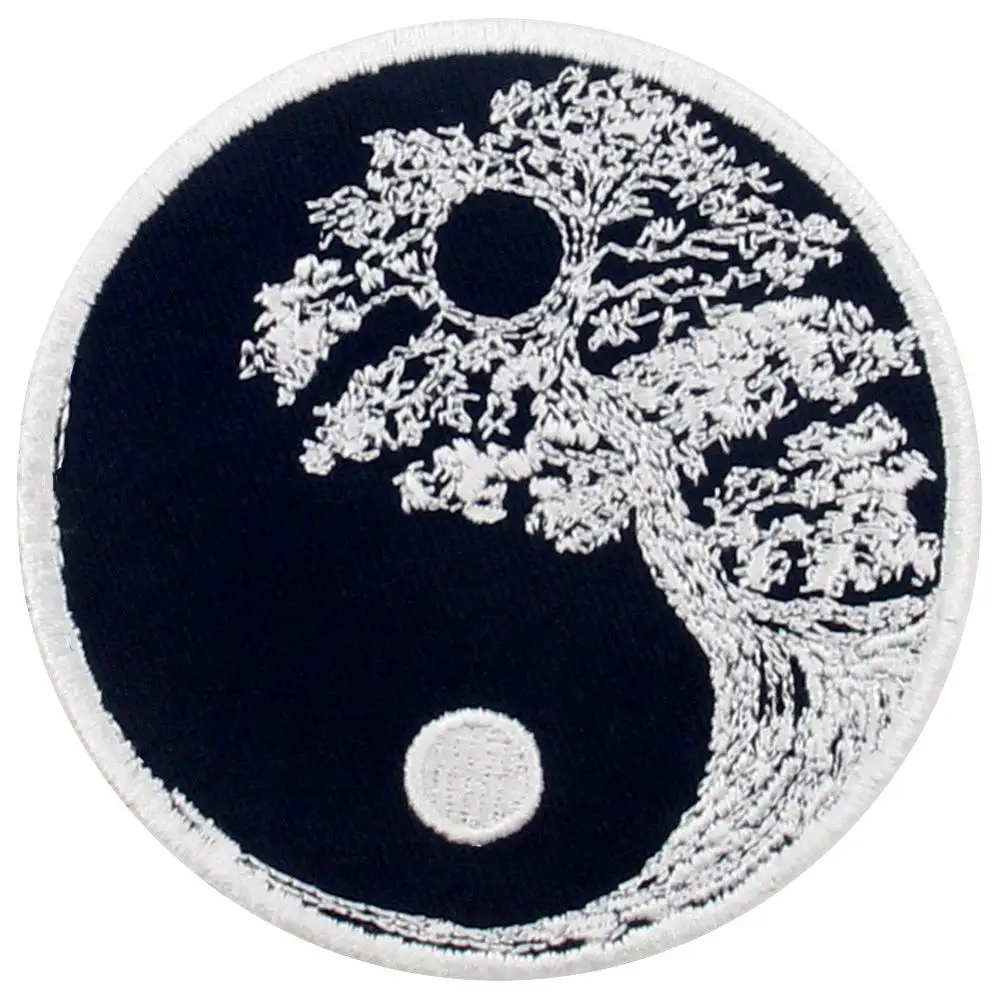 Embird Patches Embroidered Patch for Jeans Buddhist Zen Yin Yang Tree CEO-Friendly Handmade 3D Iron Patches for Clothes Patch