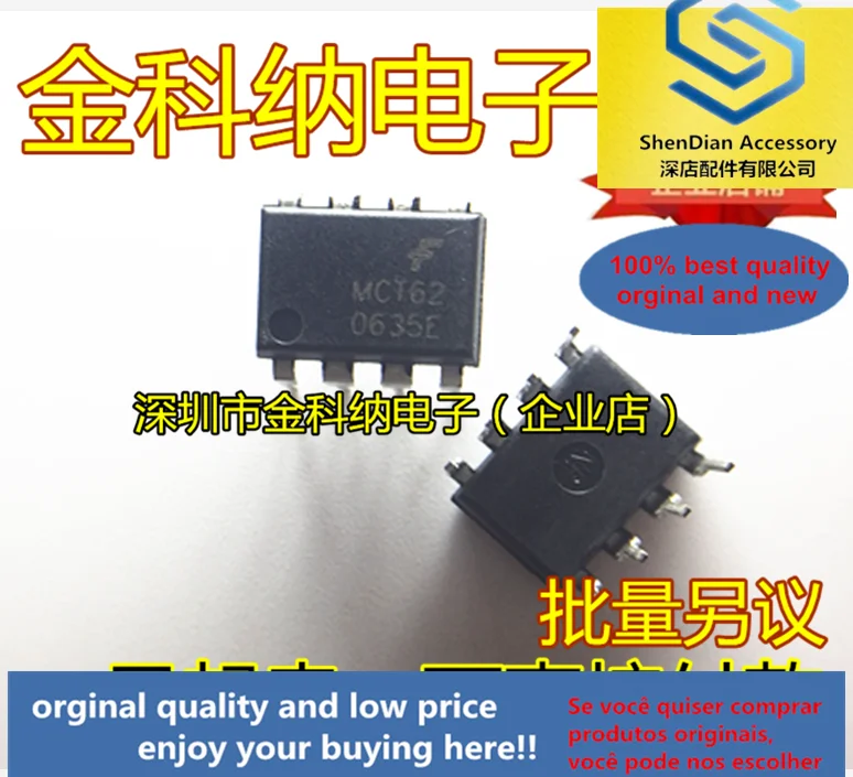 

10pcs only orginal new MCT62 transistor output in-line DIP8 pin photocoupler chip