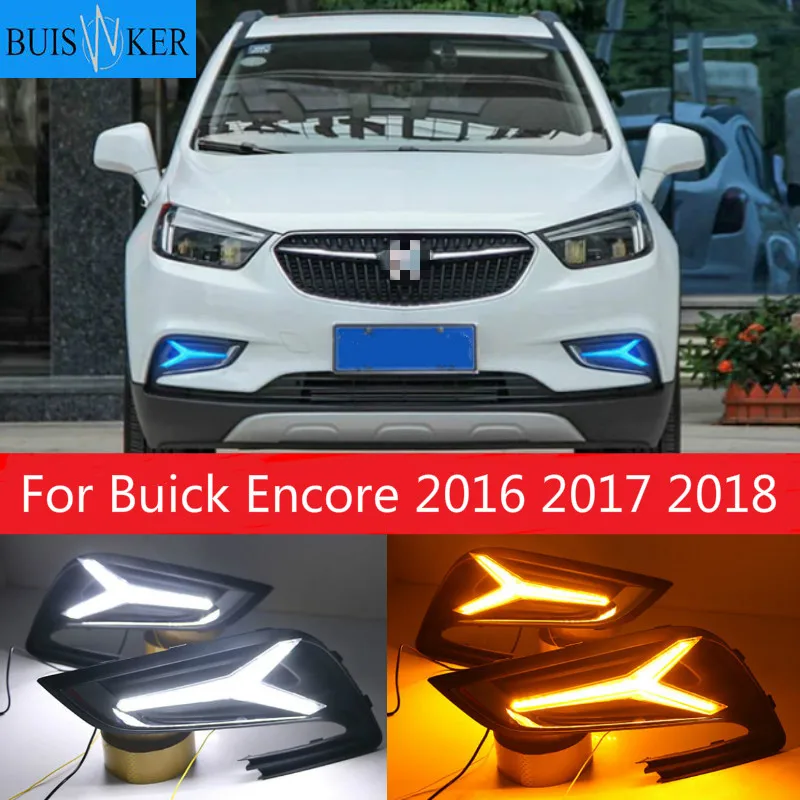 

2 шт. для Buick Encore 2016 2017 2018 спереди Светодиодный дневной светильник вождения DRL Противотуманные светильник противотуманная фара