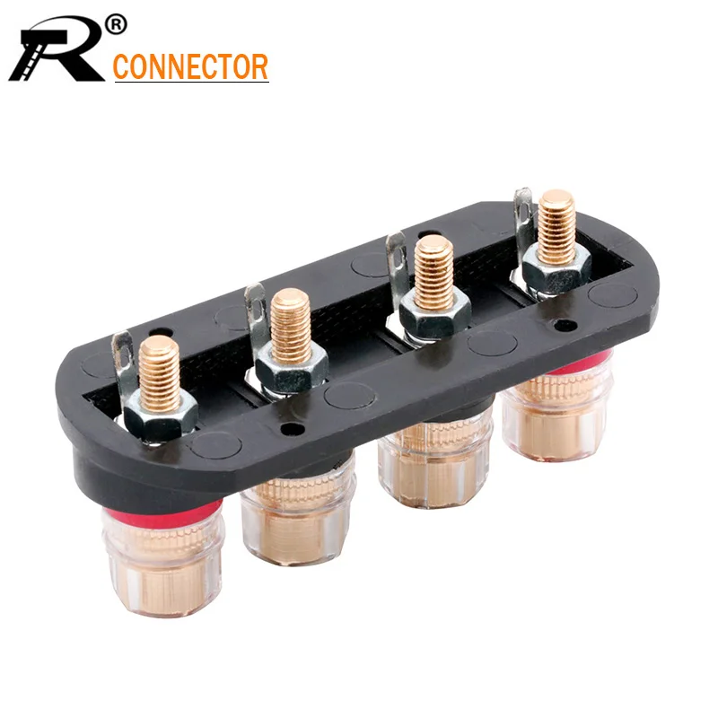 1PC 4 in 1 Panel Mount Banana Jack Connector 4mm Thread Medium Amplifier Speaker Spade Terminal Binding Post Banana Plug Socket