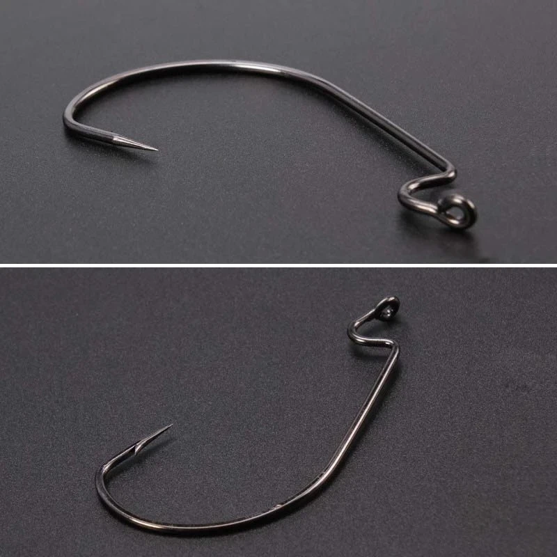 OFFSET WORM HOOK (Width)Fishing Tee Hooks Sea Assist Hook Triple Fishinghooks Treble Hooks Jig Head Fishing Carp Squid Hook