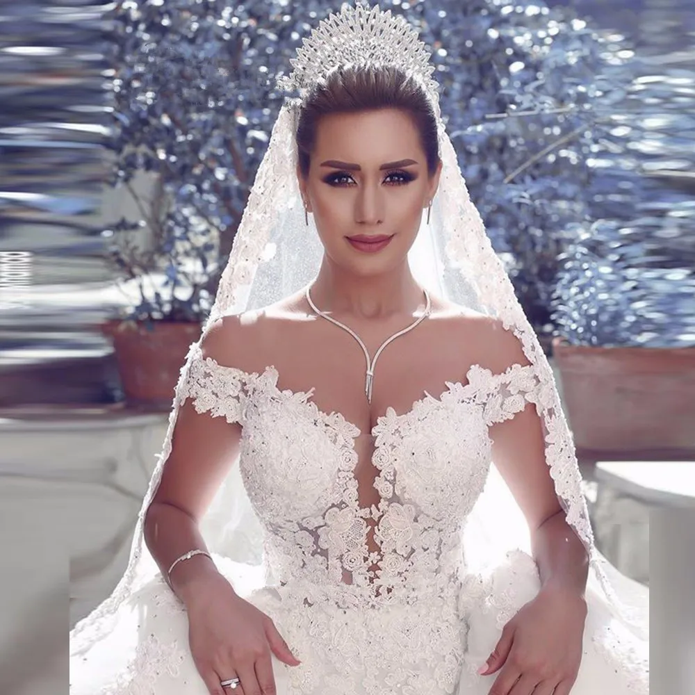 Vestido de novia de Princesa Com Renda Vintage, vestidos de baile de encaje hinchado, Vestido de novia on espalda descubierta de Turquía 2018, vestidos de Madre de la novia