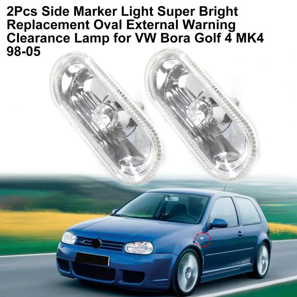 2Pcs Side Marker Light Housing Accessory Replacement Oval External Warning Clearance Lamp Bezel 1J0949117 for VW Bora Golf 4 MK4