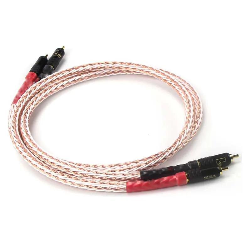 Wysokiej jakości 8TC 7N OCC czysta miedź kabel RCA Hi-end wzmacniacz CD Interconnect 2RCA do 2RCA męski kabel Audio