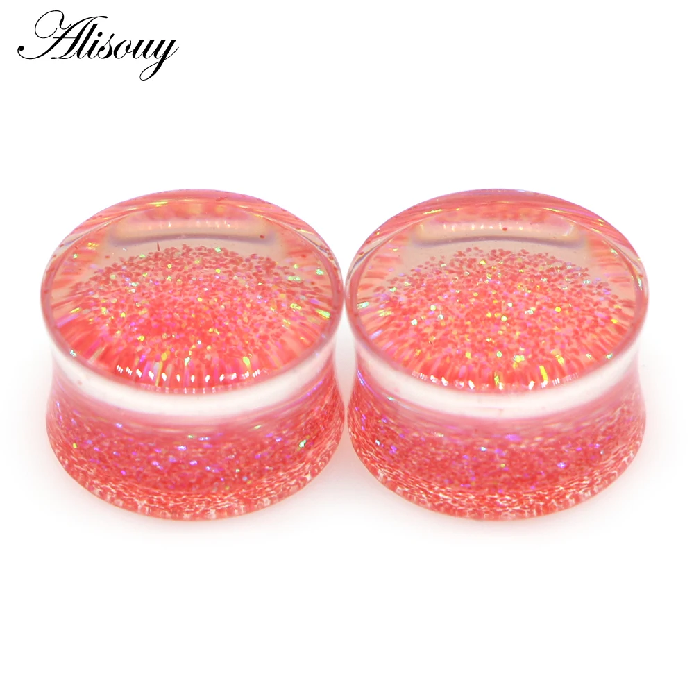 Alisouy 2Pcs Saddle Plugs Tunnels Acrylic Ear Flesh Tunnel Plug 8mm-30mm Ear Gauges Expander Stretcher Piercing Jewelry