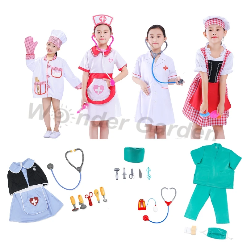 

Wonder Garden Kid Children Girls Profession Cosplay Multi Career Doctor Nurse Vet Chef Halloween Cosplay Costume