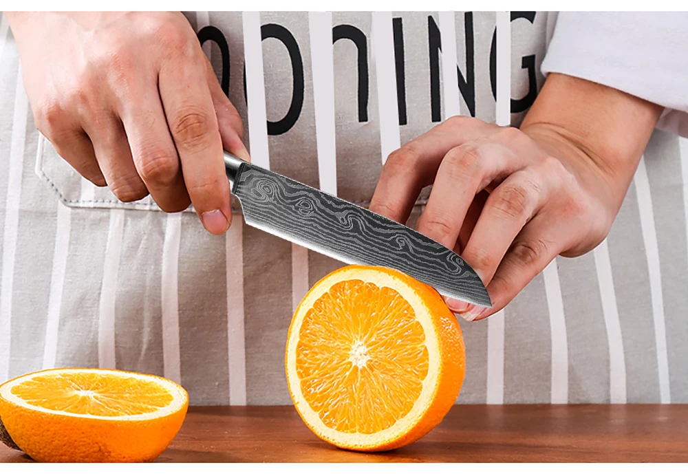 XITUO  2-5PCS Set Kitchen Knife Damascus Laser Stainless Steel Blades Chef Knife Santoku knife Utility Paring knives Tools