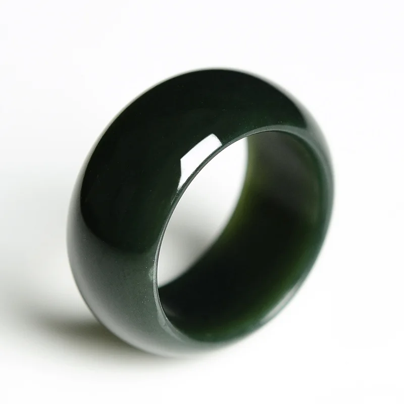 Natural Black Jade Ring For Men Women Genuine Xinjiang Hetian Jades Stone Rings Fashion Jewelry Accessories Amulet Gifts