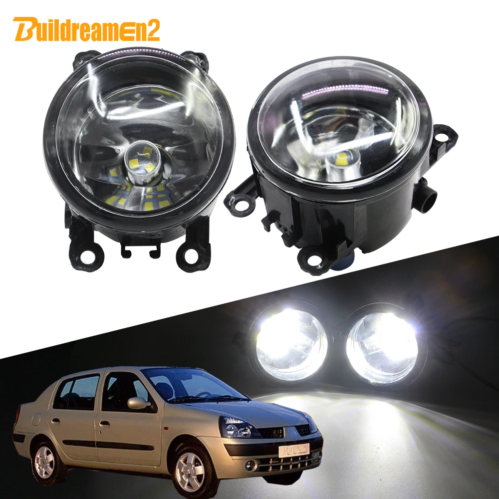 Buildreamen2 For Renault Thalia Saloon 1998-2015 Car H11 Fog Light Kit Lampshade + Bulb Daytime Running Light 12V Accessories