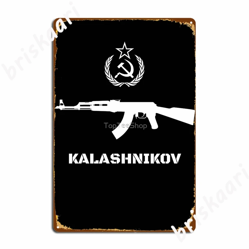 Vintage Soviet Kalashnikov Ak-47 Cccp Hammer Sickle Ussr Russia Metal Signs Bar Cave Designing Plates Tin sign Posters