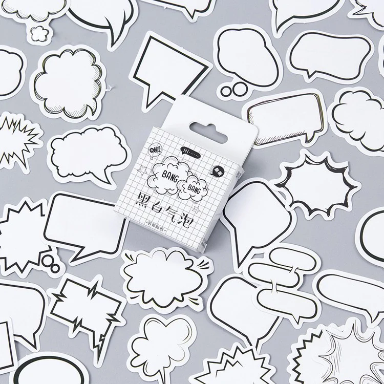 45PCS/box Creative Dialog Box Album Paper Lable Stickers Crafts And Scrapbooking Decorative Lifelog Sticker Cute Stationery