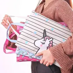 SKYSONIC Kawaii Unicorn Waterproof Canvas A4 File Folder Bag Document Paper Organizer Storage Handbag School Office Stationery