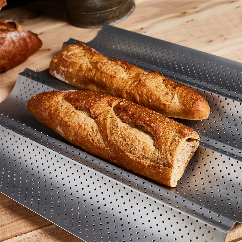 Hot Carbon Steel 2/3/4 Groove Wave French Bread Baking Tray for Baguette Bake Mold Pan DIY Bread Mold Baking and Pastry Tool