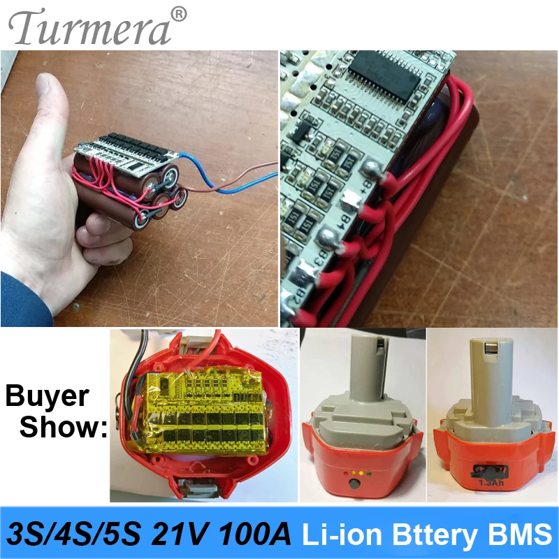 Turmera 5S 18V 21V 100A BMS لوحة بطارية ليثيوم مع متوازن لمفك البراغي 21V 18V Shurik وحزمة بطارية المكنسة الكهربائية