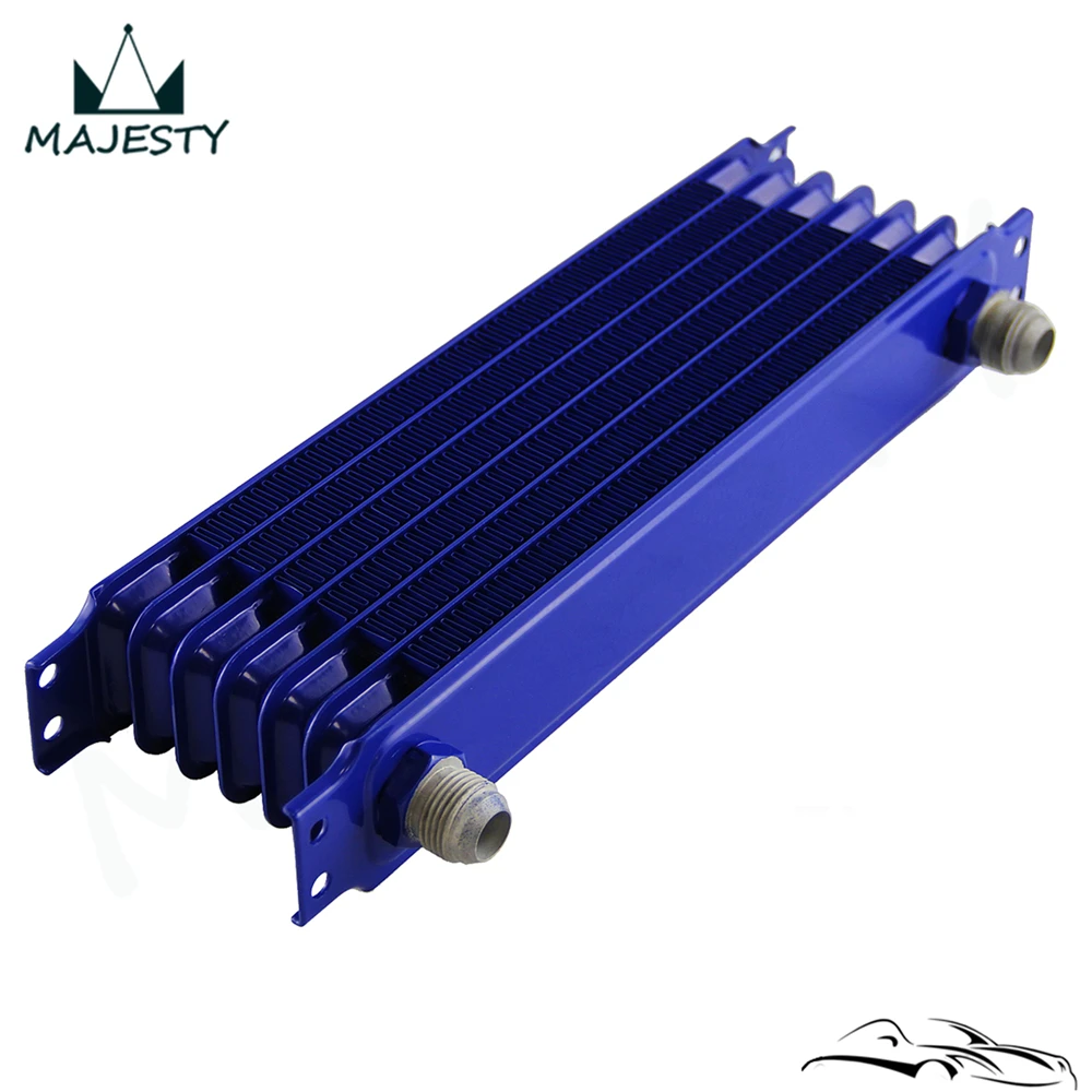 AN10 7 Row Oil Cooler 262MM 7/8-14 UNF Engine Transmission TRUST Style Blue