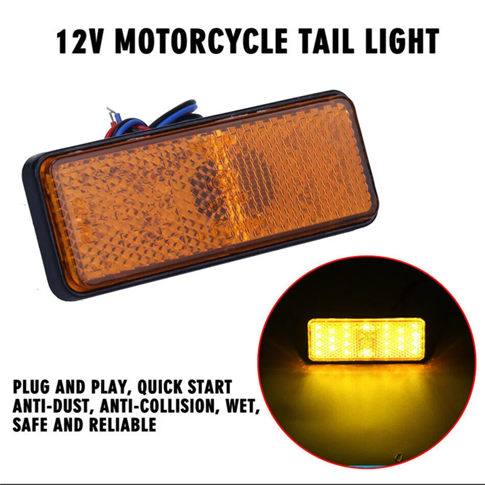 

Motorcycle Tail Brake Turn Signal Light 24LED Rectangle Reflector Lamp Motor ATV Truck Side Warning Light Red White Yellow