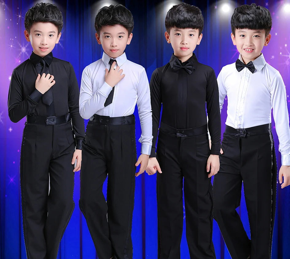 2019 New Boy Latin ballroom costume Sets children Latin Shirt+pants suit Rumba Samba Dancewear Latin dance competition clothes