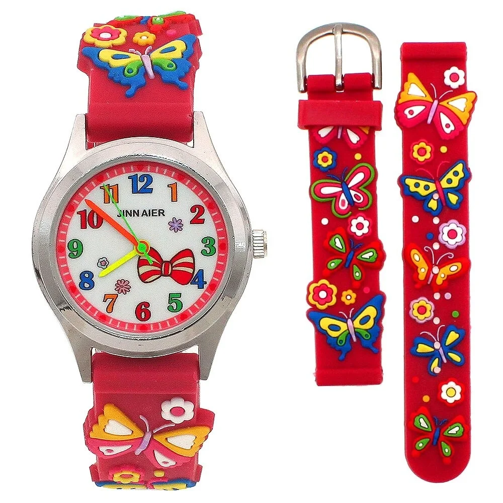10Pcs 3D Kartun Butterfly Jam Kuarsa Jam Tangan Colorful Digital Anak Laki-laki Kecil Menonton Anak-anak Hadiah Pesta