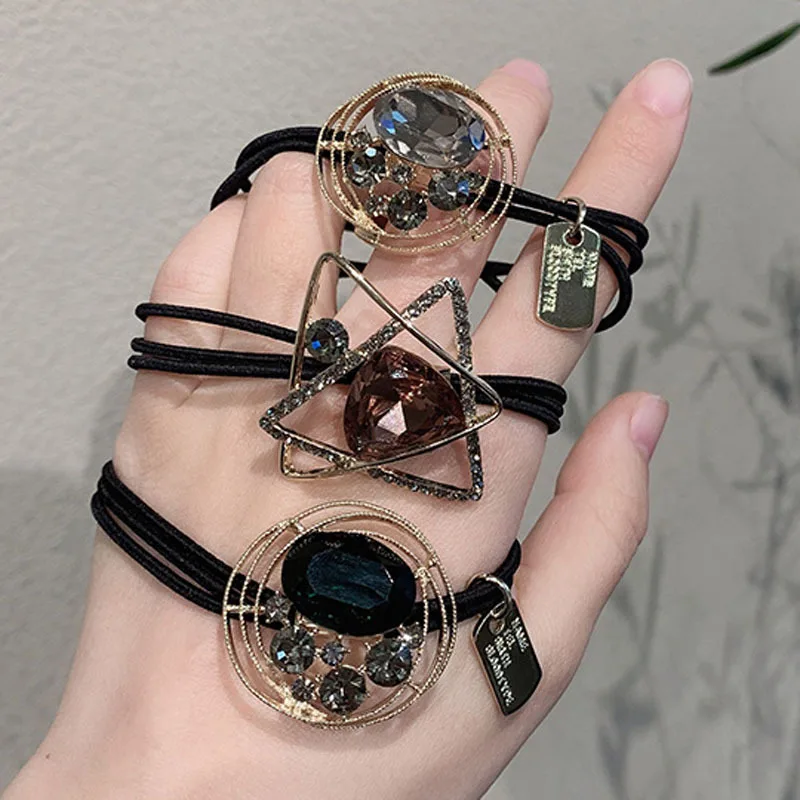 Planet Track Tali Kepala Kristal Temperament Female Simple In Hair Ring Net Red Tie Hair Rope Leather Case