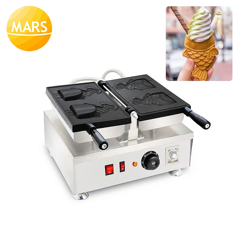 

Taiyaki Japanese Fish-Shaped Waffle Pan Maker Non-stick Open Mouth Taiyaki Machine, Ice Cream Fish Waffle Cone Maker