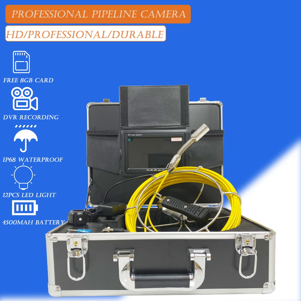 23mm Waterproof Camera 7inch Pipe Industrial Drain Sewer Endoscope System Support DVR Used For Pipeline Inspection 20-50m Cable