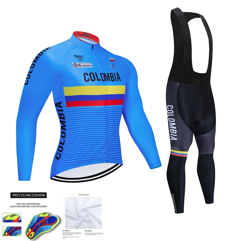 2022 COLOMBIA Autumn Men Long Sleeve Cycling Jersey Set Bib Pants Ropa Ciclismo MTB Bicycle Cycling Clothing Outdoor sportswear