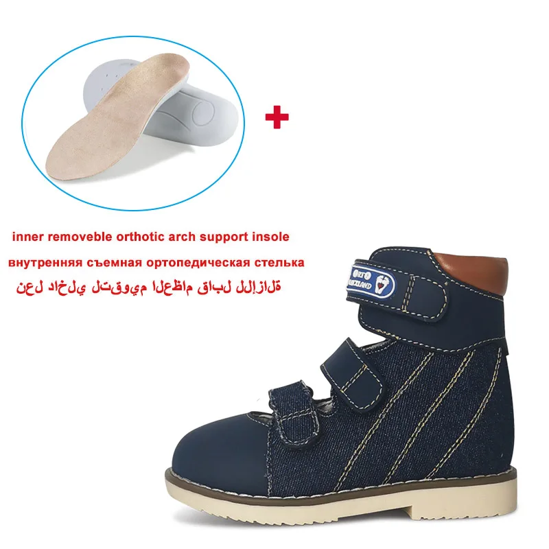 Ortoluckland crianças sandálias meninas verão sapatos ortopédicos para o miúdo menino denim tiptoe varus clubfoot calçado size22 a 32