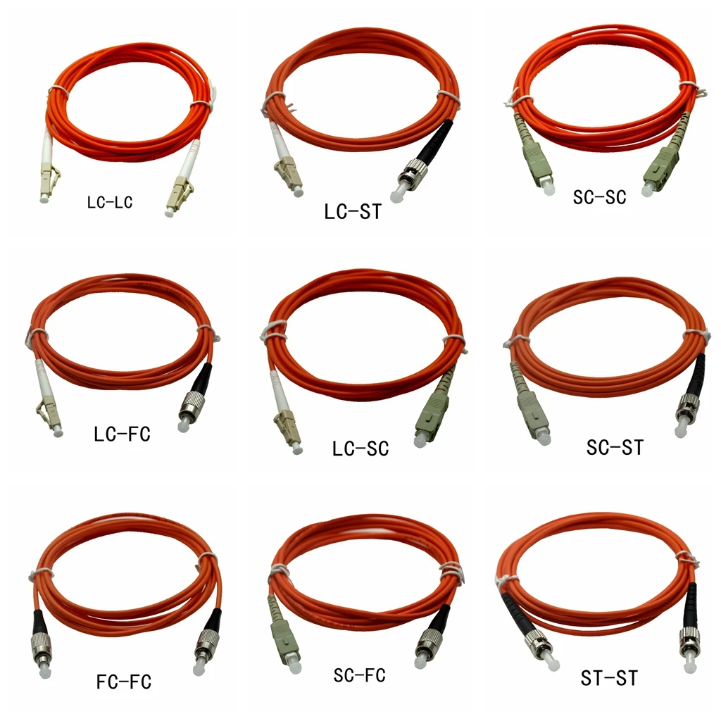 Multimode Single Core Optical Fiber Jumper UPC LC To SC FC ST Fiber Cable 1m 2m 3M 5m 10m 20m 50m Duplex And Multi-core Cord