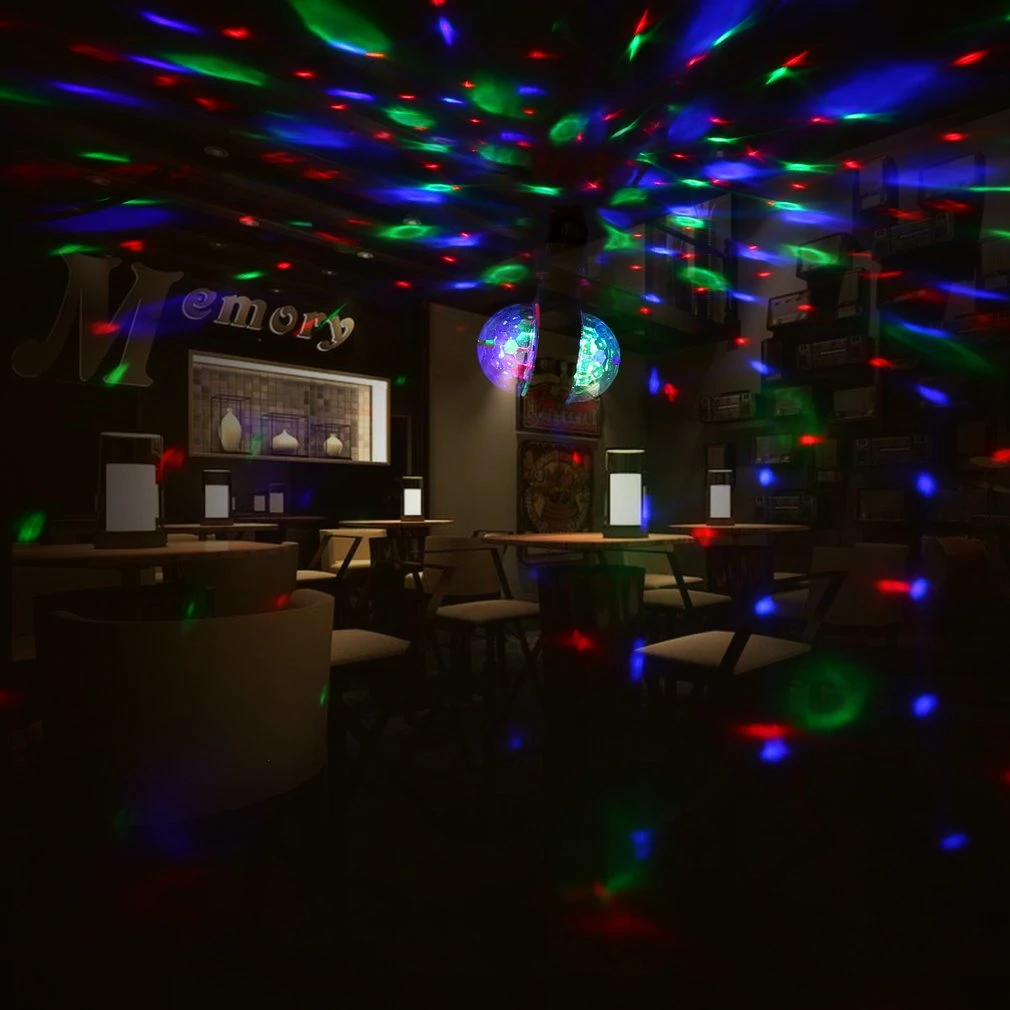 ICOCO LED 6W obrotowa żarówka z podwójną głowicą Magic Stage Disco lampa obrotowa dwugłowy LED kolorowe światło sceniczne sprzedaż