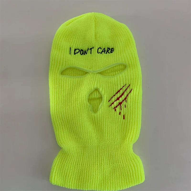 Scratch Embroidery Full Face Cover Ski Mask Hat Balaclava Men Women I Don'T  Care Winter Riding Mask Beanie Prom Party Warm Mask - AliExpress 200000297