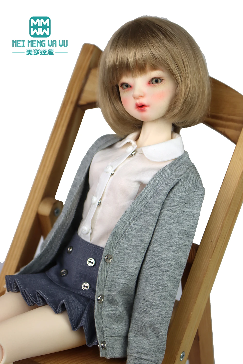 BJD Quần Áo 43CM 1/4 MSD Búp Bê BJD Accessoreis Đồ Chơi Bóng Khớp Thời Trang Búp Bê Cardigan, Chân Váy Maxi Xẻ Tà, Giày Da