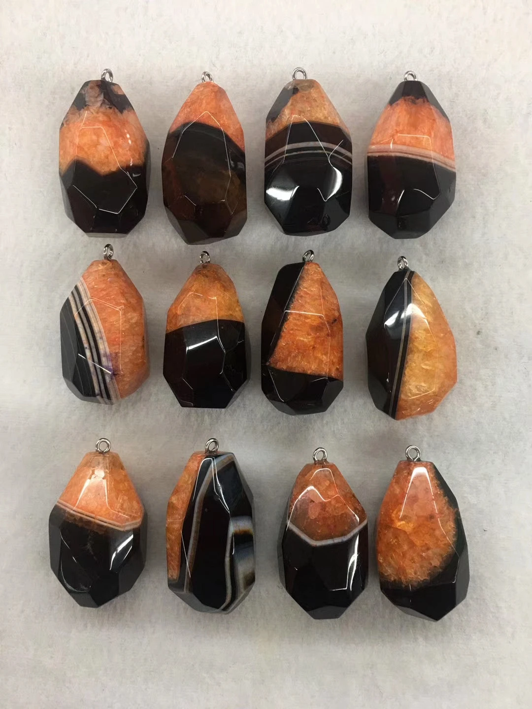 Wholesale 2pcs/pack Multi Quartz Faceted Agate Bead Pendant Natural Stone Jewelry Making Supplies