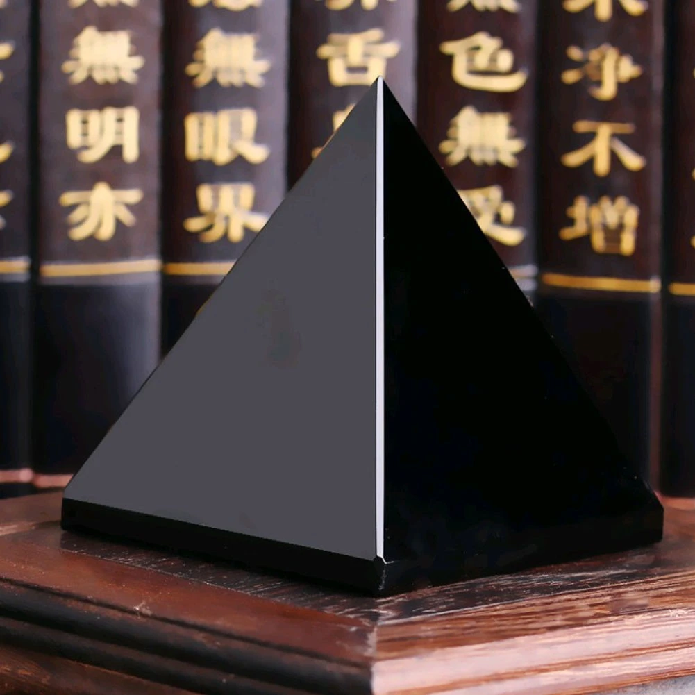 Natural Reiki Energy Black Obsidian Pyramid Crystal Protective Healing for Home Office Desk Decoration