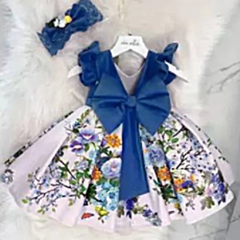 Flowers Costum For Girls Wedding Clothes 1 To 8Yrs Summer Princess Party Events Ball Gown Children Clothing Evening Frocks Dress