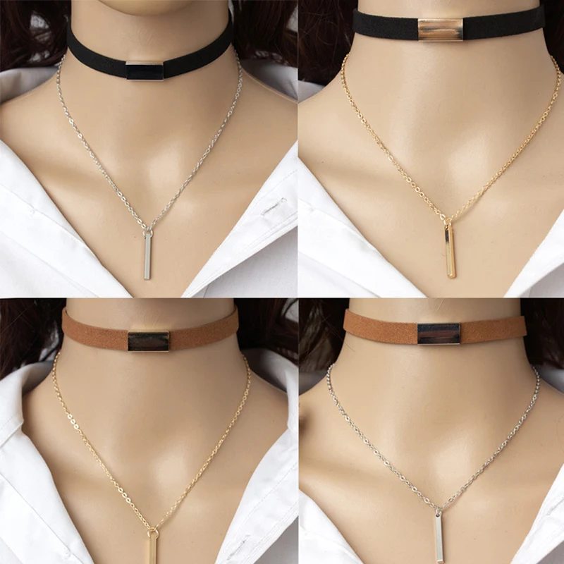 SUMENG 2024 New Fashion Black Velvet Choker Necklace Chain Bar Chokers  For Women Collares Jewelry Gifts