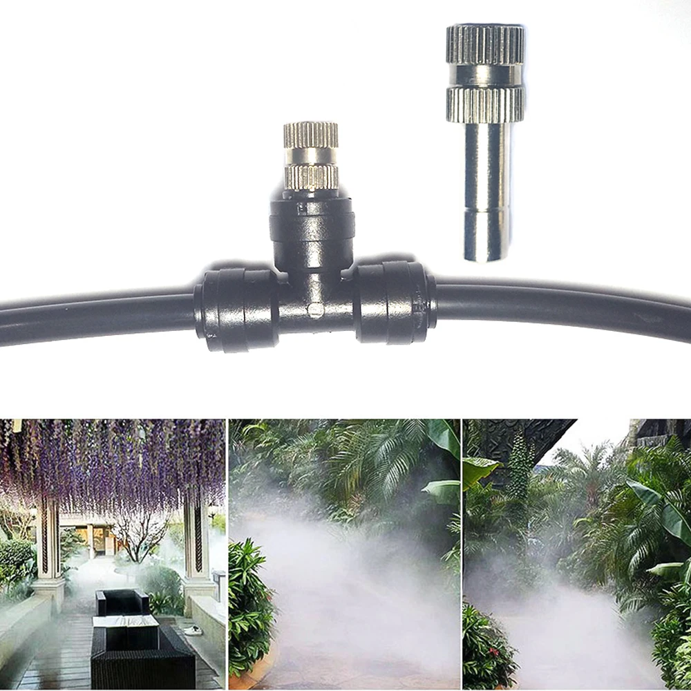 Quick Pushing  Nozzles Nickeled Brass  Adjustable  Fogging Spray Sprinkler Garden For Misting Cooling System