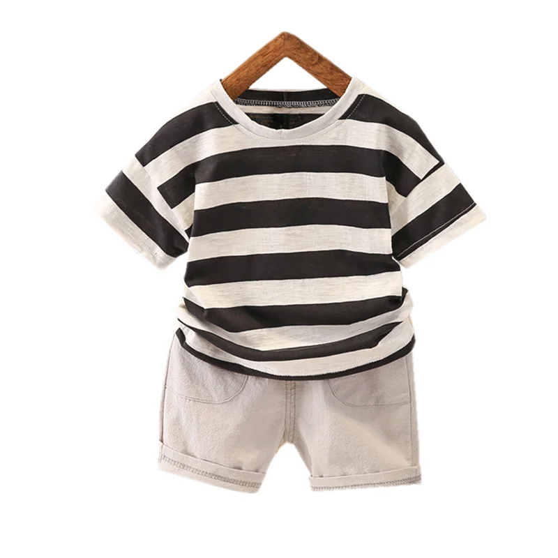 New Summer Baby Boys Clothes Suit Children Girls Cotton Striped T-Shirt Shorts 2Pcs/Sets Toddler Casual Clothing Kids Tracksuits