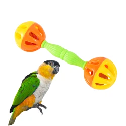 Parrot Toy Creative Rattle Bite Resistant Bird Bite Toy Parrot Chewing Toy Parrot Training Toy Double-head Bell Ball Toy 1Pc