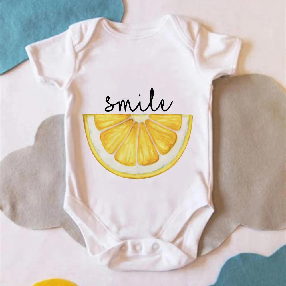 Smile Lemon Funny Baby Bodysuit Summer Casual Baby Girl Boy Clothes Fashion Aesthetic Newborn Infant Pajamas Romper Dropship