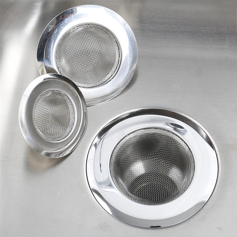 Household Sink Strainer Stainless Steel Shower Drain Plug Bathtub Hair Catcher Stopper Sewer Slag Filter Mesh Kitchen Accessory