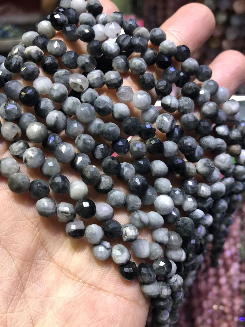 

Wholesale 2string of 15.5" 100% Natural Hawk's Eye 6mm Faceted Round Tear Drop Gem Stone Loose Beads for jewelry