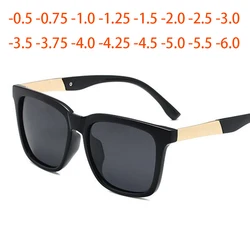 Women Retro Myopia Lens Square Sunglasses Men Polarized Metal Driver Prescription Sunglasses Women 0 -0.5 -0.75 -1.0 To -6.0