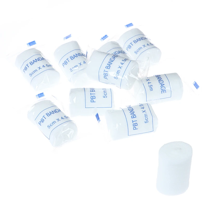 10 Rolls/Lot 5Cm X 4.5M Pbt Elastische Bandage Ehbo-kit Gaas Roll Dressing Gloednieuwe