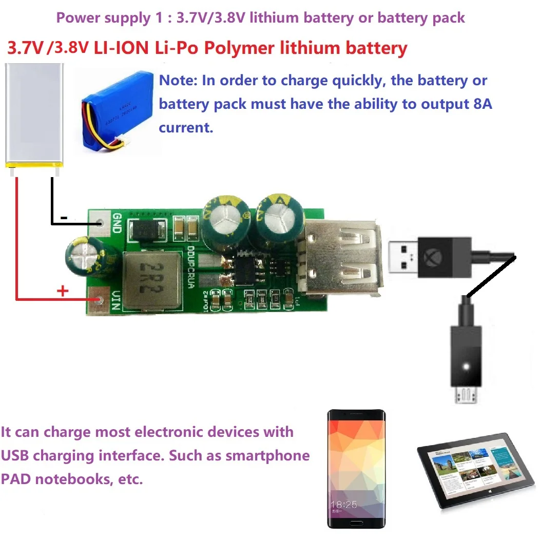 5X 20W DC 3.3-5V to 5V-12V DC DC Boost Converter USB Module QC3.0 2.0 FCP Quick Charger for 18650 LI-ION Li-Po  lithium battery