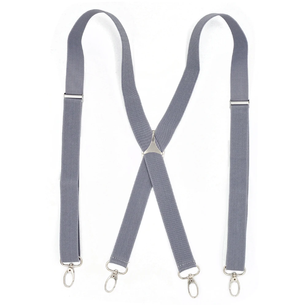 4 clips hook black colored men's  suspenders for men 2.5cm  women's pants with adjustable suspenders grey 2.5*100cm