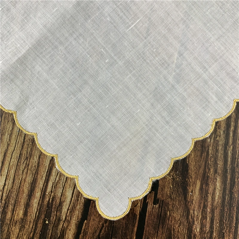 12 PCS Wedding Handkerchiefs Ladies Handkerchief Irish Linen Color embroidered Scalloped Edge Hankies 30*30 CM