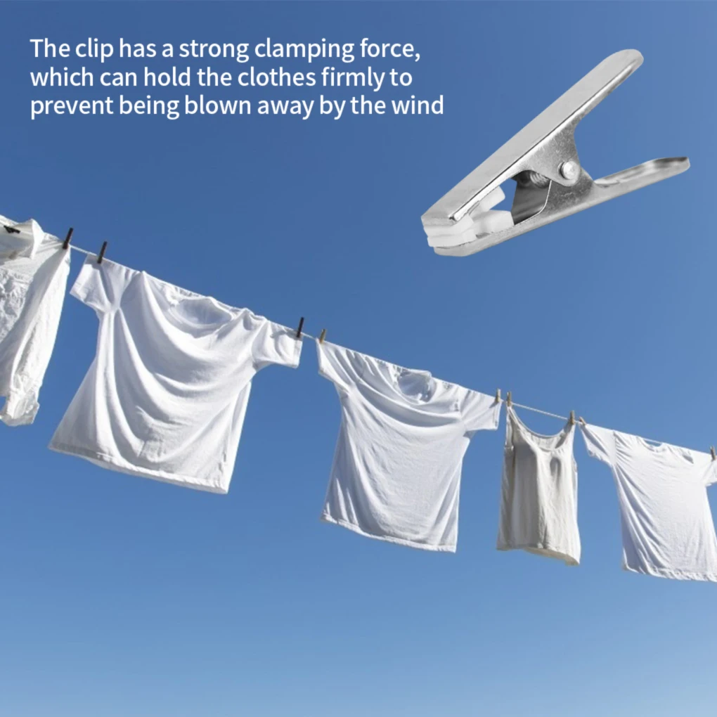 14ชิ้นสแตนเลสเสื้อผ้าคลิปแบบแขวนแบบพกพาล้างทำความสะอาดได้ขนาดเล็ก Peg House Backyard ชุดแห้งแขวน
